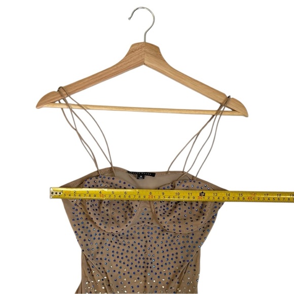 Haute Monde Rhinestone Thong Body Suite Womens Medium Nude Swiftie Festival Rave - Picture 8 of 16